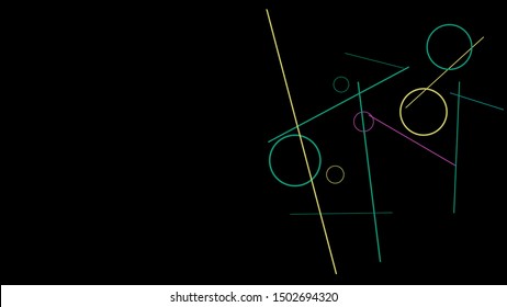 Geometric Memphis Background. Simple Pattern for Postcard, Print, Banner or Poster. Modern Abstract Background with Rings and Lines. Vector Texture in Trendy Minimalistic Style
