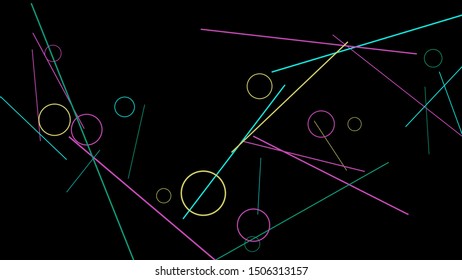 Geometric Memphis Background. Simple Pattern for Postcard, Print, Banner or Poster. Modern Abstract Background with Rings and Lines. Vector Texture in Trendy Minimalistic Style
