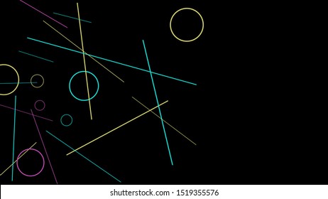 Geometric Memphis Background. Simple Pattern for Postcard, Print, Banner or Poster. Modern Abstract Background with Rings and Lines. Vector Texture in Trendy Minimalistic Style
