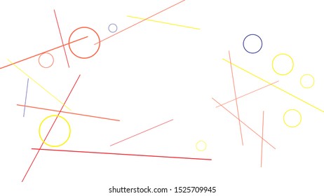 Geometric Memphis Background. Simple Pattern for Postcard, Print, Banner or Poster. Modern Abstract Background with Rings and Lines. Vector Texture in Trendy Minimalistic Style
