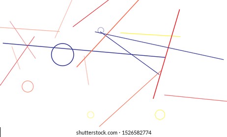 Geometric Memphis Background. Simple Pattern for Postcard, Print, Banner or Poster. Modern Abstract Background with Rings and Lines. Vector Texture in Trendy Minimalistic Style
