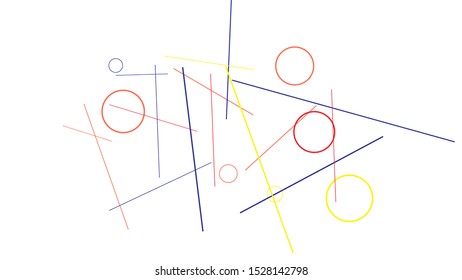 Geometric Memphis Background. Simple Pattern for Postcard, Print, Banner or Poster. Modern Abstract Background with Rings and Lines. Vector Texture in Trendy Minimalistic Style
