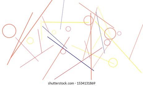Geometric Memphis Background. Simple Pattern for Postcard, Print, Banner or Poster. Modern Abstract Background with Rings and Lines. Vector Texture in Trendy Minimalistic Style
