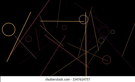 Geometric Memphis Background. Simple Pattern for Postcard, Print, Banner or Poster. Modern Abstract Background with Rings and Lines. Vector Texture in Trendy Minimalistic Style
