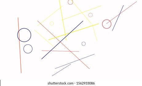 Geometric Memphis Background. Simple Pattern for Postcard, Print, Banner or Poster. Modern Abstract Background with Rings and Lines. Vector Texture in Trendy Minimalistic Style
