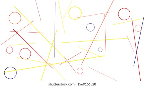 Geometric Memphis Background. Simple Pattern for Postcard, Print, Banner or Poster. Modern Abstract Background with Rings and Lines. Vector Texture in Trendy Minimalistic Style
