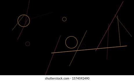 Geometric Memphis Background. Simple Pattern for Postcard, Print, Banner or Poster. Modern Abstract Background with Rings and Lines. Vector Texture in Trendy Minimalistic Style
