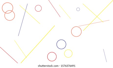 Geometric Memphis Background. Simple Pattern for Postcard, Print, Banner or Poster. Modern Abstract Background with Rings and Lines. Vector Texture in Trendy Minimalistic Style
