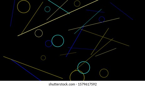 Geometric Memphis Background. Simple Pattern for Postcard, Print, Banner or Poster. Modern Abstract Background with Rings and Lines. Vector Texture in Trendy Minimalistic Style
