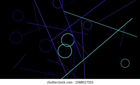 Geometric Memphis Background. Simple Pattern for Postcard, Print, Banner or Poster. Modern Abstract Background with Rings and Lines. Vector Texture in Trendy Minimalistic Style
