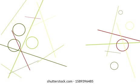 Geometric Memphis Background. Simple Pattern for Postcard, Print, Banner or Poster. Modern Abstract Background with Rings and Lines. Vector Texture in Trendy Minimalistic Style
