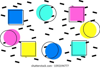 Geometric Memphis Background. Simple Pattern for Postcard, Print, Banner or Poster. Modern Abstract Background with Lines. 