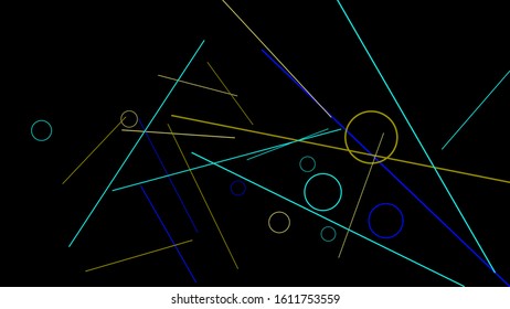 Geometric Memphis Background. Simple Pattern for Postcard, Print, Banner or Poster. Modern Abstract Background with Rings and Lines. Vector Texture in Trendy Minimalistic Style
