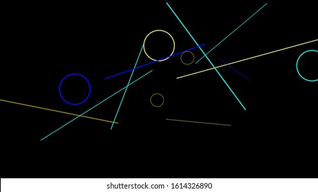 Geometric Memphis Background. Simple Pattern for Postcard, Print, Banner or Poster. Modern Abstract Background with Rings and Lines. Vector Texture in Trendy Minimalistic Style
