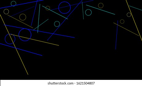 Geometric Memphis Background. Simple Pattern for Postcard, Print, Banner or Poster. Modern Abstract Background with Rings and Lines. Vector Texture in Trendy Minimalistic Style
