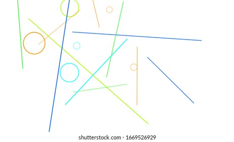 Geometric Memphis Background. Simple Pattern for Postcard, Print, Banner or Poster. Modern Abstract Background with Rings and Lines. Vector Texture in Trendy Minimalistic Style
