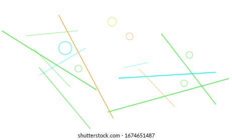 Geometric Memphis Background. Simple Pattern for Postcard, Print, Banner or Poster. Modern Abstract Background with Rings and Lines. Vector Texture in Trendy Minimalistic Style
