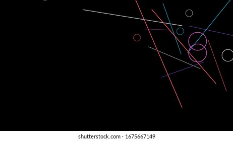 Geometric Memphis Background. Simple Pattern for Postcard, Print, Banner or Poster. Modern Abstract Background with Rings and Lines. Vector Texture in Trendy Minimalistic Style
