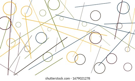 Geometric Memphis Background. Simple Pattern for Postcard, Print, Banner or Poster. Modern Abstract Background with Rings and Lines. Vector Texture in Trendy Minimalistic Style
