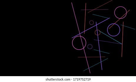 Geometric Memphis Background. Simple Pattern for Postcard, Print, Banner or Poster. Modern Abstract Background with Rings and Lines. Vector Texture in Trendy Minimalistic Style
