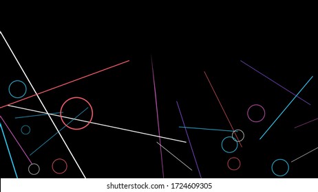 Geometric Memphis Background. Simple Pattern for Postcard, Print, Banner or Poster. Modern Abstract Background with Rings and Lines. Vector Texture in Trendy Minimalistic Style
