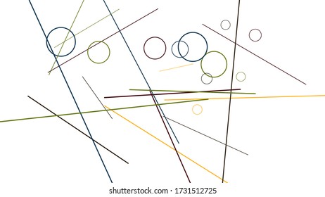 Geometric Memphis Background. Simple Pattern for Postcard, Print, Banner or Poster. Modern Abstract Background with Rings and Lines. Vector Texture in Trendy Minimalistic Style
