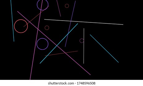 Geometric Memphis Background. Simple Pattern for Postcard, Print, Banner or Poster. Modern Abstract Background with Rings and Lines. Vector Texture in Trendy Minimalistic Style
