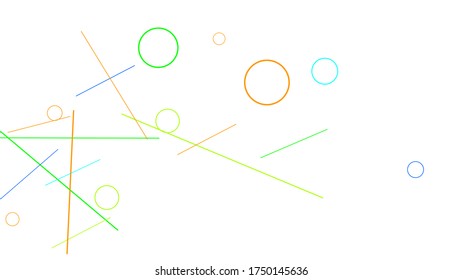 Geometric Memphis Background. Simple Pattern for Postcard, Print, Banner or Poster. Modern Abstract Background with Rings and Lines. Vector Texture in Trendy Minimalistic Style