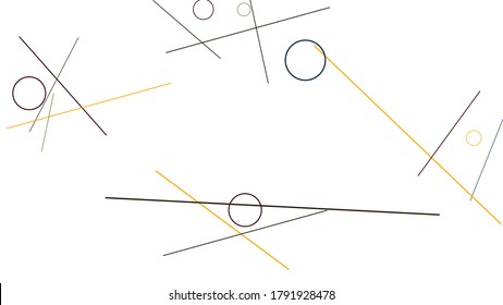 Geometric Memphis Background. Simple Pattern for Postcard, Print, Banner or Poster. Modern Abstract Background with Rings and Lines. Vector Texture in Trendy Minimalistic Style
