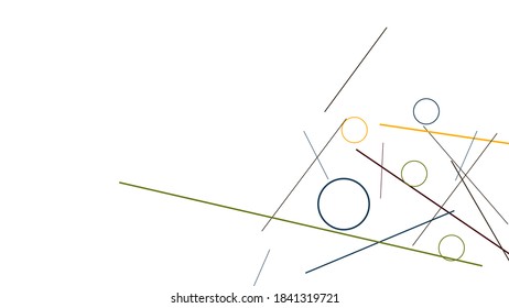 Geometric Memphis Background. Simple Pattern for Postcard, Print, Banner or Poster. Modern Abstract Background with Rings and Lines. Vector Texture in Trendy Minimalistic Style
