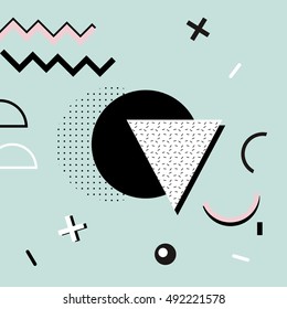 Geometric memphis background.Retro design for invitation, business card, poster or banner.