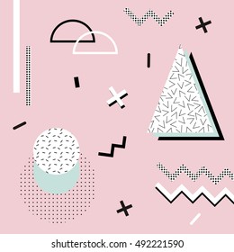 Geometric memphis background.Retro design for invitation, business card, poster or banner.