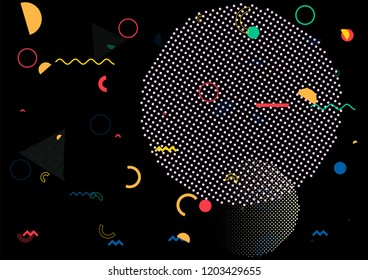 Geometric Memphis Design, Minimal Seamless Cover, Vector Design. Cool Futuristic Texture Modern Flat Bauhaus. Hipster Motion Memphis Seamless Pattern, Retro Falling Shapes. Hipster Flyer Background