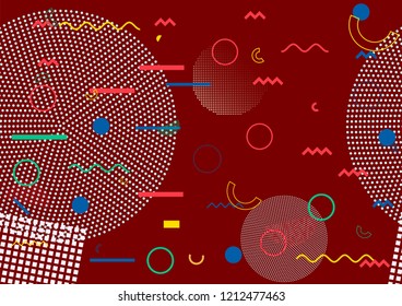 Geometric Memphis Design, Minimal Seamless Cover, Vector Design. Trendy Futuristic Poster Business Background. Fabric Retro Element Design Vintage Memphis Seamless Pattern. Geometric Abstract Texture