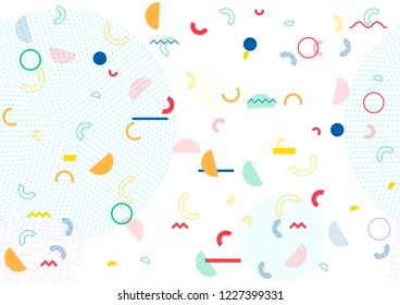 Geometric Memphis Design, Minimal Seamless Cover, Vector Design. Trendy Futuristic Texture Business Identity. Hipster Motion Memphis Seamless Pattern, Retro Falling Shapes. Abstract Party Background