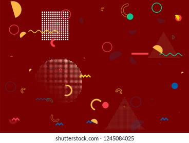 Geometric Memphis Design, Minimal Seamless Cover, Vector Design. Trendy Futuristic Texture Business Identity. Textile Retro Element Design Vintage Memphis Seamless Pattern. Cool Minimalist Background