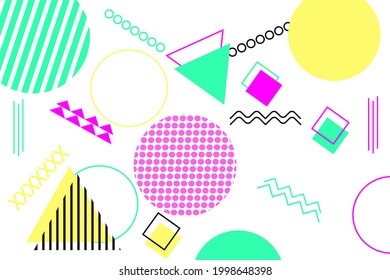 Geometric Memphis Design, Minimal Seamless Cover, Vector Design. Cool Futuristic Texture Modern Flat Bauhaus. 