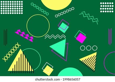 Diseño de Memphis Geométricos, Tapa Mínima Sin Marea, Diseño Vector. Fresca Textura Futurista Bauhaus moderno plano. 