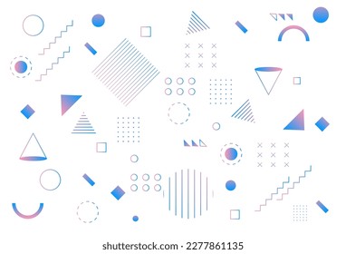 Geometric Memphis Design, Minimal Seamless Cover, Vector Design.gradations of blue and purple eps 10	
