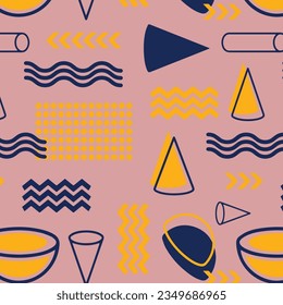 Diseño de Memphis Geométricos, Tapa Mínima Sin Marea, Diseño Vector. Fresca Textura Futurista Bauhaus moderno plano. Memphis de diseño de elementos retro textiles.