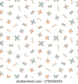 Geometric memphis math symbol seamless pattern vector minimal backgroud