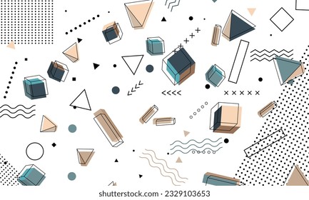 Geométrico con fondo de estilo memphis. Ilustración vectorial.