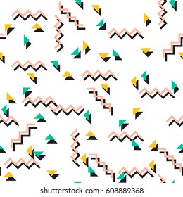 Geometric memphis style design. Seamless vector pattern.