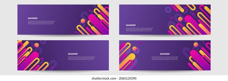 Geometric memphis style modern banner with purple gradient shapes