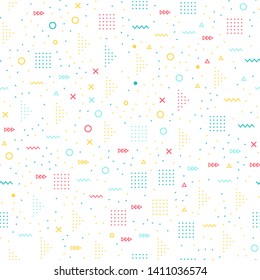 Geometric Memphis style seamless pattern for fashion and wallpaper.