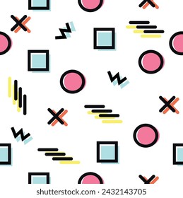 Geometric Memphis style Seamless Pattern background