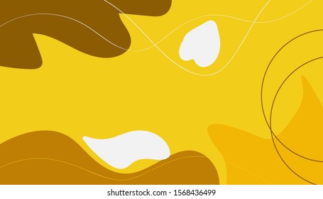 Geometric Memphis vector background. illustration colorful wallpaper. template cover website business design. banner social media advertising. organic shapes trendy style. yellow brown concept