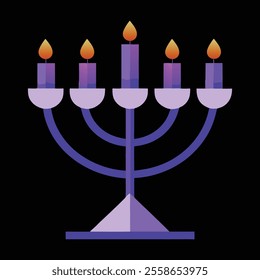 Geometric menorah with candles hanukkah vector art