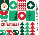 Geometric Merry Christmas Pattern Background Vector Design.