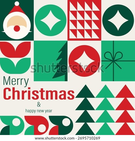 Geometric Merry Christmas Pattern Background Vector Design.